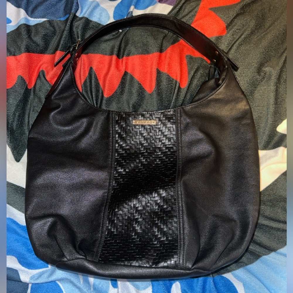 Rampage faux leather with a central panel woven texture design.